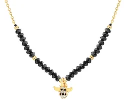 Naszyjnik z mosiądzu pozłacany z cyrkoniami i spinelami - pszczółka