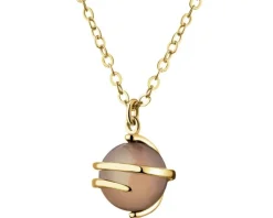 Naszyjnik z mosiądzu pozłacany z agatem