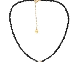 Naszyjnik z mosiądzu pozłacany z perłą hodowaną i spinelem