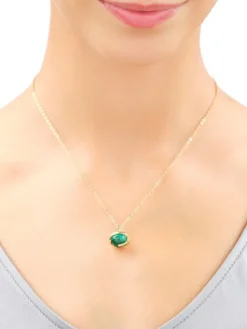 Naszyjnik z mosiądzu pozłacany z malachitem