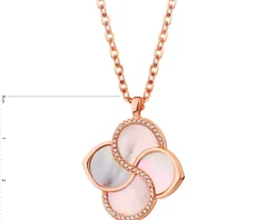 Naszyjnik z mosiądzu pozłacany z masą perłową i cyrkoniami