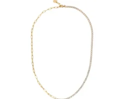 Naszyjnik z mosiądzu pozłacany z cyrkoniami