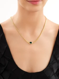 Naszyjnik z mosiądzu pozłacany z cyrkoniami