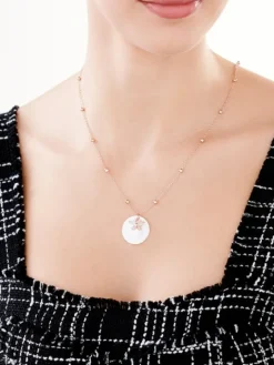 Naszyjnik z mosiądzu pozłacany z masą perłową i cyrkoniami - motyl