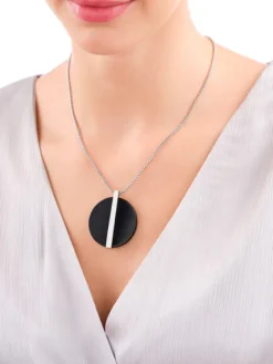 Naszyjnik z mosiądzu rodowany z agatem - koło