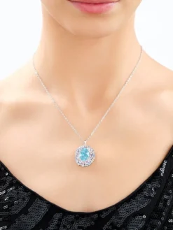 Naszyjnik z mosiądzu rodowany z cyrkoniami