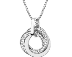 Naszyjnik z mosiądzu rodowany ze szklanymi detalami