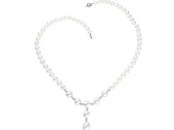 Naszyjnik z perłami, brylantami i elementami białego złota - próba 585