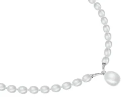 Naszyjnik z perłami, diamentami i elementami białego złota - próba 585