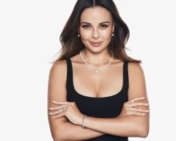 Naszyjnik z perłami, diamentami i elementami białego złota - próba 585