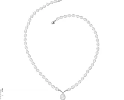 Naszyjnik z perłami, diamentami i elementami białego złota - próba 585