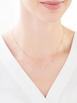 Naszyjnik z różowego i białego złota z diamentem - 0,005 ct - próba 585