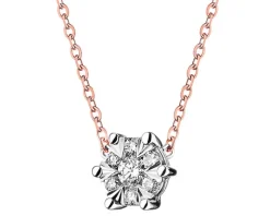 Naszyjnik z różowego i białego złota z brylantami - 0,10 ct - próba 585