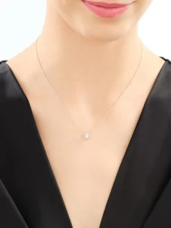 Naszyjnik z różowego i białego złota z brylantem - 0,10 ct - próba 375