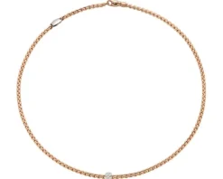 Naszyjnik z różowego i białego złota z brylantami - 0,19 ct - próba 750