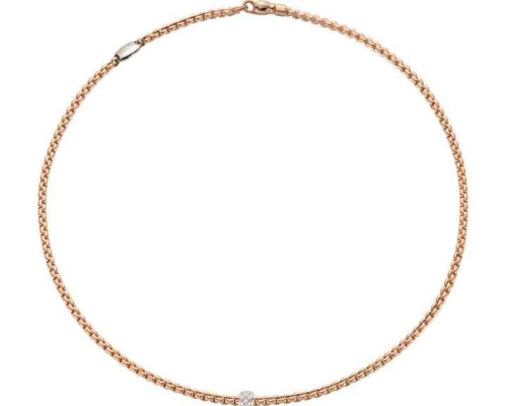 Naszyjnik z różowego i białego złota z brylantami - 0,19 ct - próba 750