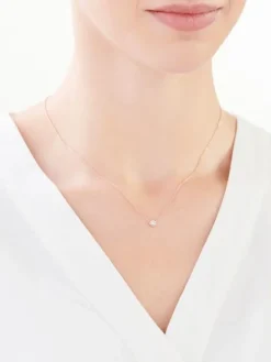 Naszyjnik z różowego i białego złota z brylantem - 0,05 ct - próba 585