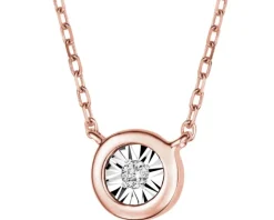 Naszyjnik z różowego i białego złota z brylantem - 0,01 ct - próba 375