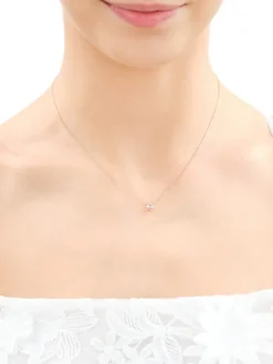 Naszyjnik z różowego i białego złota z brylantem - 0,01 ct - próba 375