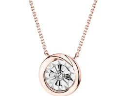 Naszyjnik z różowego i białego złota z brylantem - 0,03 ct - próba 375