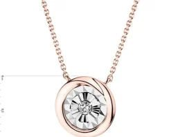 Naszyjnik z różowego i białego złota z brylantem - 0,03 ct - próba 375