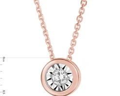 Naszyjnik z różowego i białego złota z brylantem - 0,05 ct - próba 375