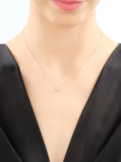 Naszyjnik z różowego i białego złota z brylantem - 0,05 ct - próba 375