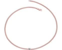 Naszyjnik z różowego i białego złota z brylantami - 43 cm - 0,12 ct - próba 750