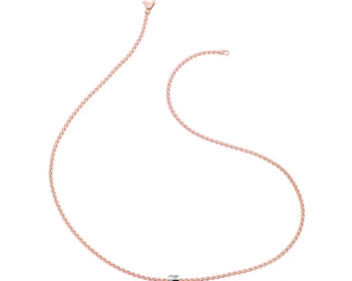 Naszyjnik z różowego i białego złota z brylantami - 43 cm - 0,17 ct - próba 750