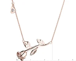 Naszyjnik z różowego złota z diamentem - kwiat, róża, serce - 0,005 ct - próba 375