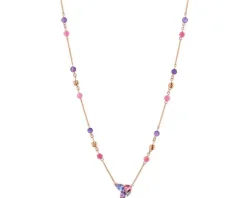 Naszyjnik z różowego złota z diamentem, kamieniami szlachetnymi i ozdobnymi - próba 375