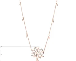 Naszyjnik z różowego złota z diamentami - drzewko - 0,01 ct - próba 375
