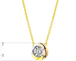 Naszyjnik z żółtego, białego i różowego złota z brylantem - 0,10 ct - próba 585