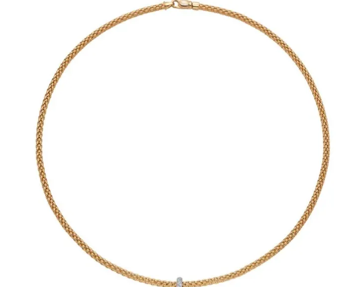 Naszyjnik z żółtego i białego złota z brylantami - 0,18 ct - próba 750