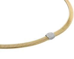 Naszyjnik z żółtego i białego złota z brylantami - 43 cm - 0,36 ct - próba 750