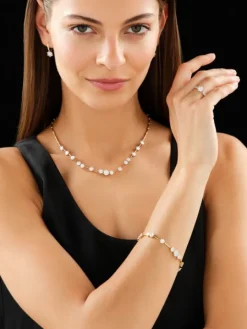 Naszyjnik z żółtego i białego złota z brylantami - 45 cm - 2,00 ct - próba 585