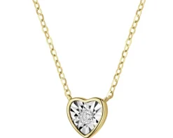 Naszyjnik z żółtego i białego złota z brylantem - serce - 0,04 ct - próba 585