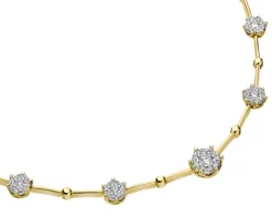 Naszyjnik z żółtego i białego złota z brylantami - 43 cm - 1,03 ct - próba 585