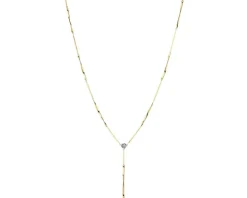 Naszyjnik z żółtego i białego złota z diamentem - 0,005 ct - próba 585