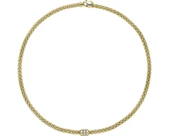 Naszyjnik z żółtego i białego złota z brylantami - 43 cm - 0,10 ct - próba 750