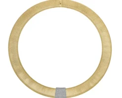 Naszyjnik z żółtego i białego złota z brylantami - 45 cm - 1,04 ct - próba 750