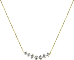 Naszyjnik z żółtego i białego złota z brylantami - 0,10 ct - próba 585