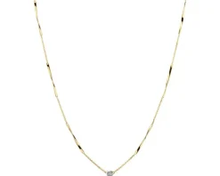 Naszyjnik z żółtego i białego złota z diamentem - 0,005 ct - próba 585