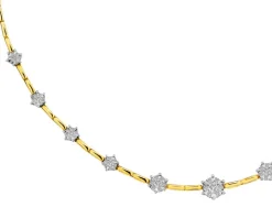 Naszyjnik z żółtego i białego złota z brylantami - 0,88 ct - próba 585