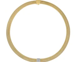 Naszyjnik z żółtego i białego złota z brylantami - 43 cm - 0,29 ct - próba 750