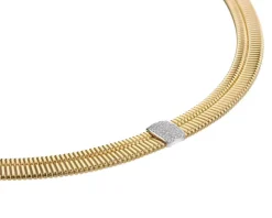 Naszyjnik z żółtego i białego złota z brylantami - 43 cm - 0,29 ct - próba 750