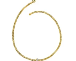 Naszyjnik z żółtego i białego złota z brylantami - 43 cm - 0,29 ct - próba 750