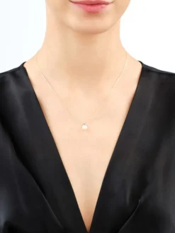 Naszyjnik z żółtego i białego złota z diamentem i perłą - próba 585