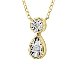 Naszyjnik z żółtego i białego złota z brylantami - 0,04 ct - próba 585