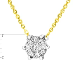 Naszyjnik z żółtego i białego złota z brylantami - 0,10 ct - próba 585